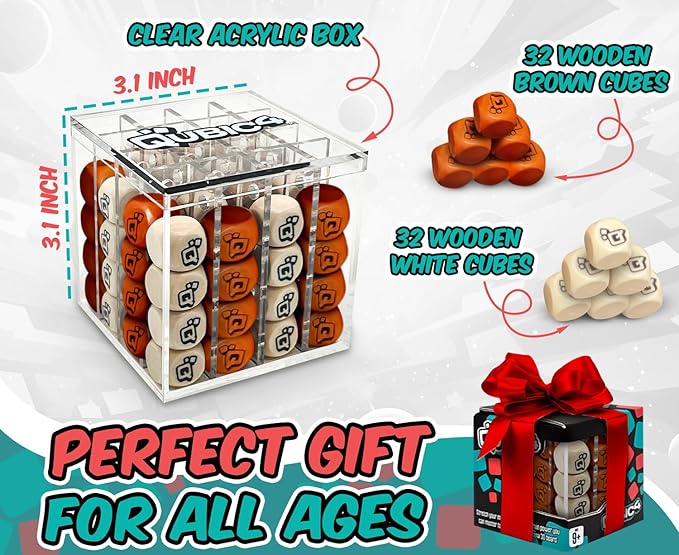 , a Unique 4 in A Row Game, 3D Strategy Board Game for Critical Thinking. The Classic Grid Game in a Sleek Acrylic Cube. Superbly Designed Wooden Cubes. Tactical Game Play for All Ages-BubblyBeeBaby