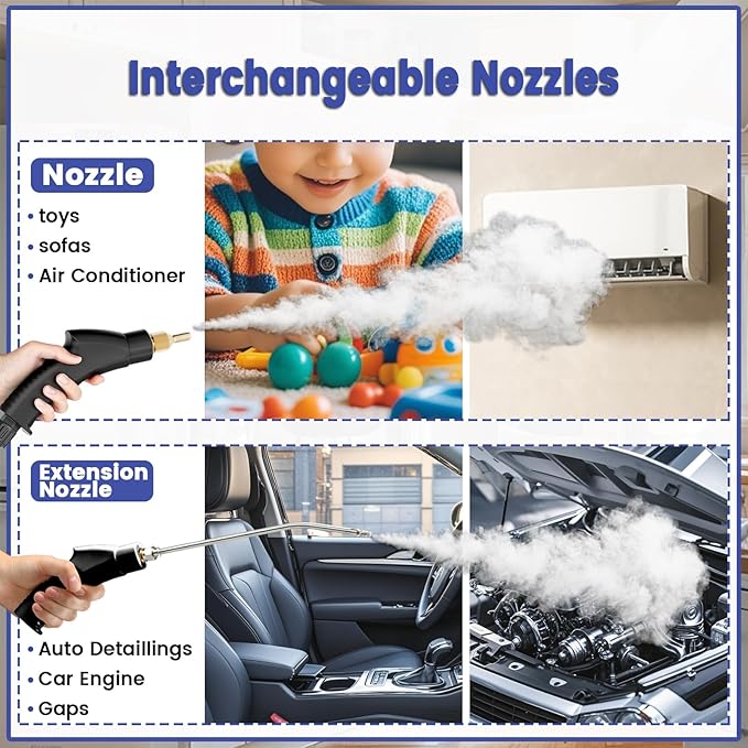 2500W Handheld Steam Cleaner,Portable Car Steamer For Auto Detailing,High-Temperature and Pressure Steam Cleaner For Home, Steam Cleaning Machine for Furniture,Kitchen,Grout,Floor,Tile (03-White)-BubblyBeeBaby
