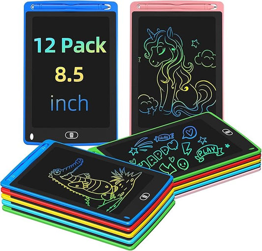 12 Pack LCD Writing Tablet for Kids, 8.5 Inch Colorful Doodle Board Drawing Tablet, Erasable Doodle Pad for Toddlers, Educational Learning Toys Birthday Gifts for Boys Girls Age 3 4 5 6 7 8-BubblyBeeBaby