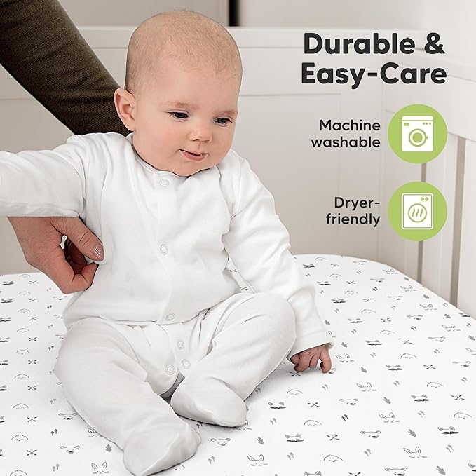 KeaBabies 2-Pack Organic Crib Sheets for Boys, Girls - 52x28 Fitted Crib Mattress Sheet Neutral, Breathable Jersey Cotton Cover for Baby Bed, Toddler Mattress, Soft & Cute Prints (Nordic)-BubblyBeeBaby