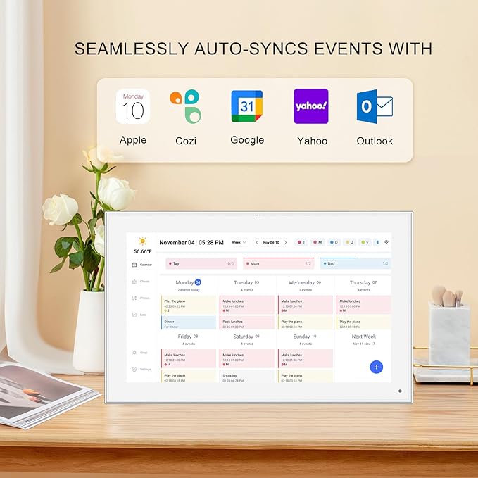 15.6 Inch Smart Digital Calendar Wall Planner & Chore Chart, IPS FHD 1920x1080 Touchscreen Interactive Display for Family Schedules, Streamline Household Organization-BubblyBeeBaby
