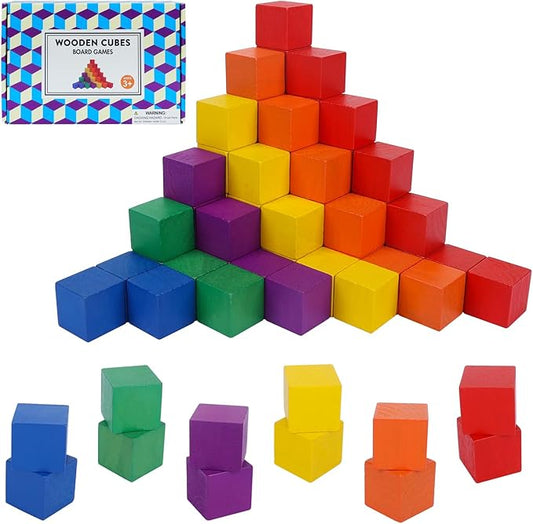 108 Pack 1 Inch Wooden Blocks, 6 Colors STEM Math Sorting Toys, Wood Building & Stacking Blocks for Toddlers, Classroom Learning Wooden Cube Blocks, Creative Play & DIY Craft for Kids Ages 3+-BubblyBeeBaby