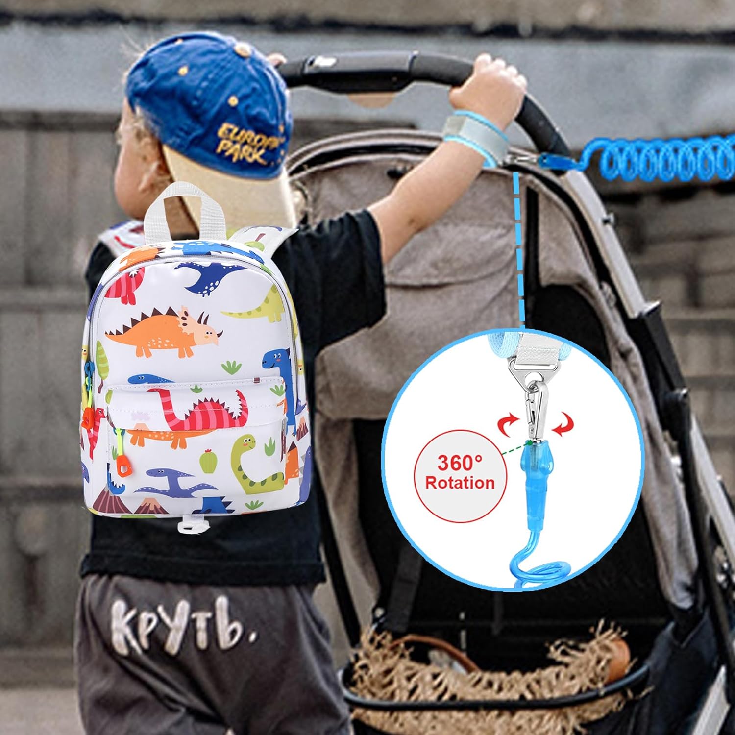 Accmor Toddler Backpack Leash, Cute Baby Backpacks with Anti Lost Wrist Link, Mini Kids Backpack Harness Leash for Outdoor Travel, Adorable Dinosaur Child Backpack Tether Rope for Boys 1-3
