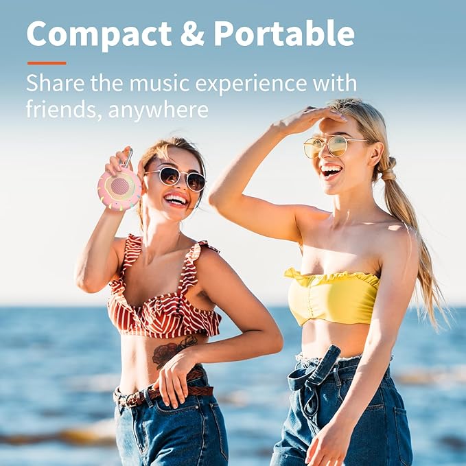 HEYSONG Waterproof Shower Bluetooth Speaker, Durable & Portable with Clear Sound, Ideal for Shower, Pool, Beach & Kayaking – Great Gift for Girls, Women-BubblyBeeBaby