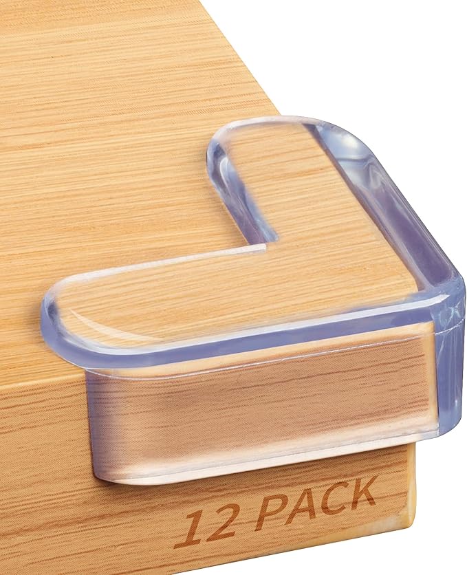 12 Pack Corner Protector for Baby: Baby Proofing Safety Corner Clear Furniture Tablet Corner Protection| Protectors Guards, Baby Proof Bumper & Cushion to Cover Sharp Furniture & Table Edges(L Shape)-BubblyBeeBaby