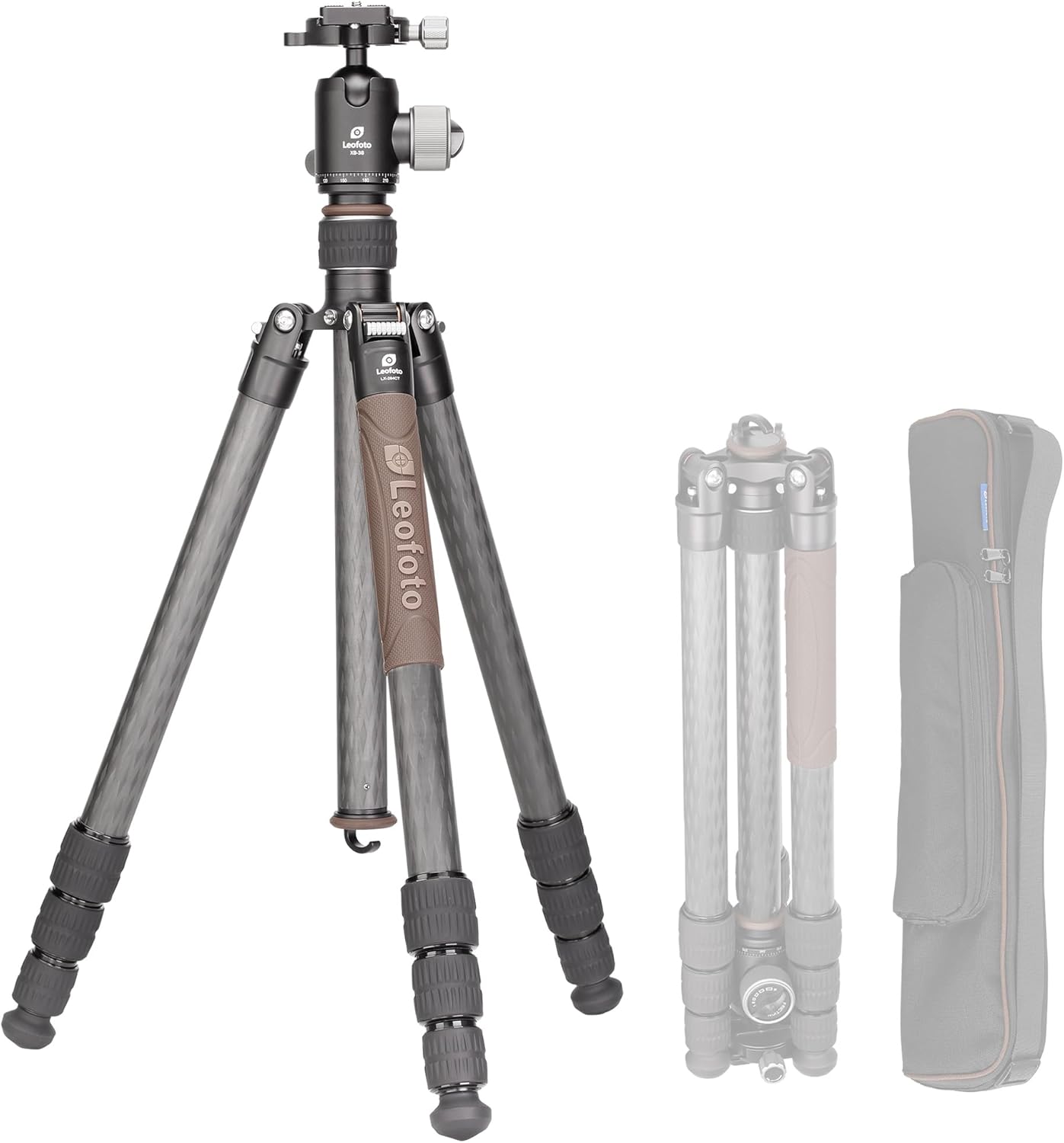 Carbon Fiber Lightweight Travel Tripod with Ball Head, Removable Center, Maxload 10kg, Weight 1.66kg, Folded 470mm (LX-284CT+XB-38)