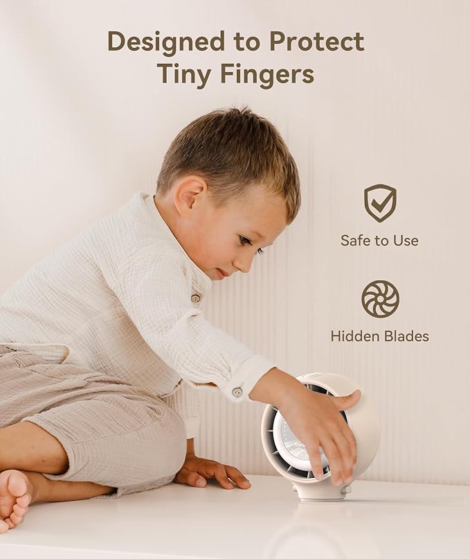 Dreamegg Portable Stroller Fan - 4000mAh Rechargeable Baby Stroller Fan With LED Display, Night Light, Hidden Blade, Detachable 4 Speed 360°Rotate, Handheld Cooling for Crib,Travel, Car Seat, Bedroom-BubblyBeeBaby