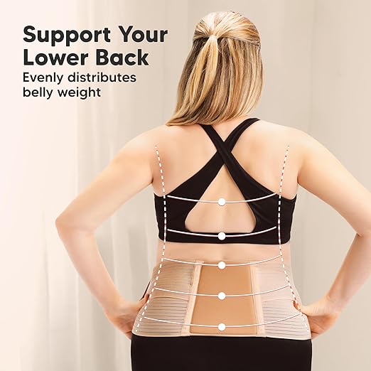2-in-1 Maternity Belly Bands for Pregnant Women - Easy to Use Pregnancy Belly Support Band for Back, Pelvic, Hip, Adjustable Maternity Belt Support, Comfortable & Soft (Classic Ivory, One Size)-BubblyBeeBaby