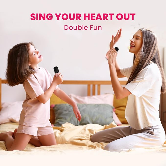 IROO Mini Karaoke Machine for Kids, 2025 TOP Toys Birthday Gifts Ideas for Girls Ages 4, 5, 6, 7, 8, 9, 10, 12+ Years Old, Portable MP3 Player with 2 Wireless Mics for Party-BubblyBeeBaby