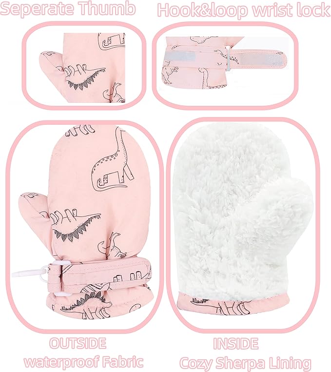 Toddler Gloves Kids Mittens Winter Warm Lined Fleece Gloves Waterproof Snow Baby Mitten for Boys Girls-BubblyBeeBaby