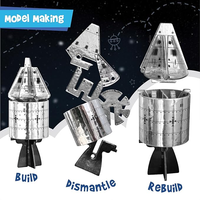Imagimake Mapology Man's Journey to Moon | NASA Mission Apollo 11 | Rocket & Satellite Model Making Set | Space Toys for ages 8-13 | Educational Science Kits for Kids Age 8-12 | Gifts for Boys & Girls-BubblyBeeBaby