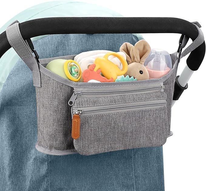 Accmor Universal Stroller Organizer with Detachable Phone Bag, Stroller Bag Caddy Organizer Stroller Accessories for Uppababy, Baby Jogger, Nuna, Doona, Britax Strollers-BubblyBeeBaby