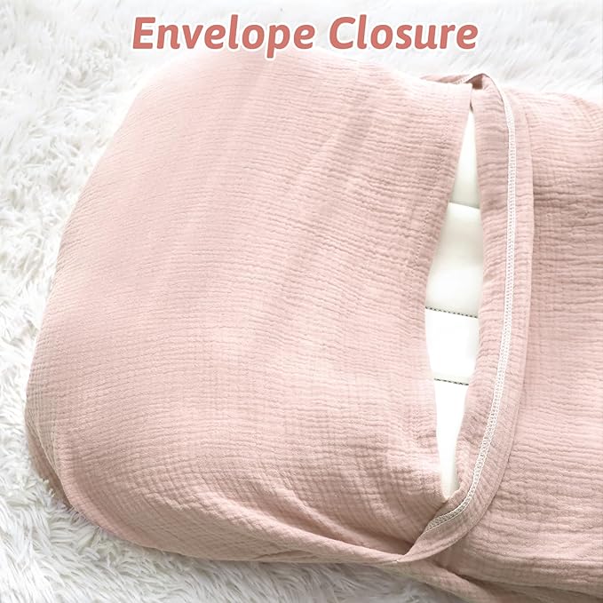 Hooyax Muslin Baby Lounger Cover 1 Pack, 100% Cotton Soft & Breathable Infant Lounger Covers Only for Newborn (Light Pink)-BubblyBeeBaby