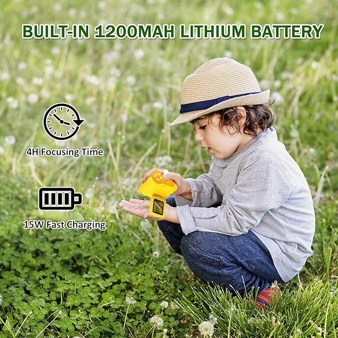 1000X Handheld Microscope for Kids, 4K 2.0" Screen Mini Pocket Microscope with 6 Adjustable LED Lights, Edu Science Birthday Gifts for Kids Ages 8-12, 32G SD Card Included - Yellow-BubblyBeeBaby