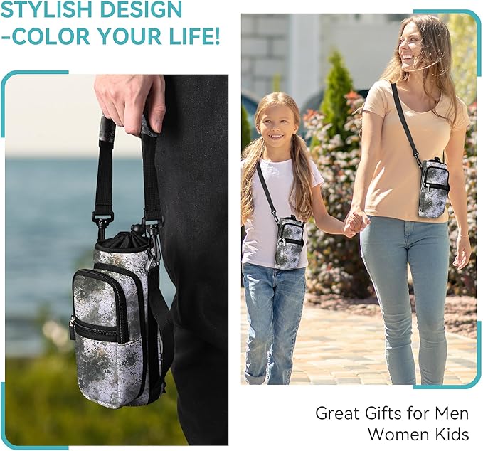 icolor Water Bottle Carrier Bag with Strap 25/32/40 oz Crossbody Bottle Holder with Phone Pocket Sling Sleeve Insulated Neoprene Water Bottle Pouch for Walking Travelling-BubblyBeeBaby