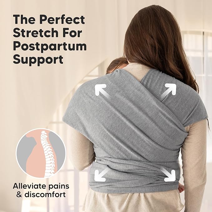 KeaBabies Baby Wrap Carrier - All in 1 Original Baby Carrier Newborn to Toddler Sling, Easy to Wear, Hands Free Bonding, Lightweight, Breathable Infant Wraps (Classic Gray)-BubblyBeeBaby