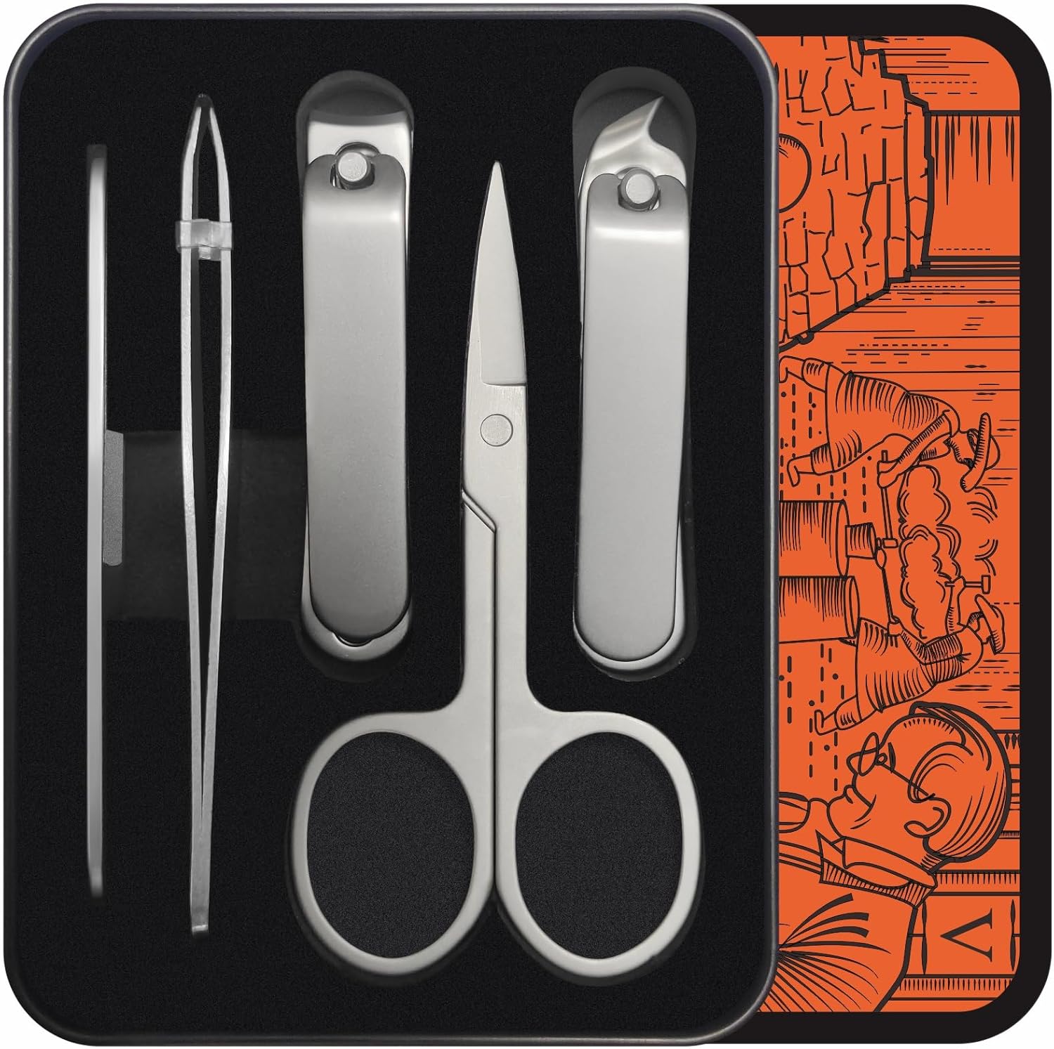 Konovo 5-Piece Nail Clippers Set，Stainless Steel Manicure Kit, Nail Grooming Travel Kit, Ail Clippers for Men, Toenail Clippers or Nail Cutter, Fingernail Clippers For Women, Manicure and Pedicure Kit