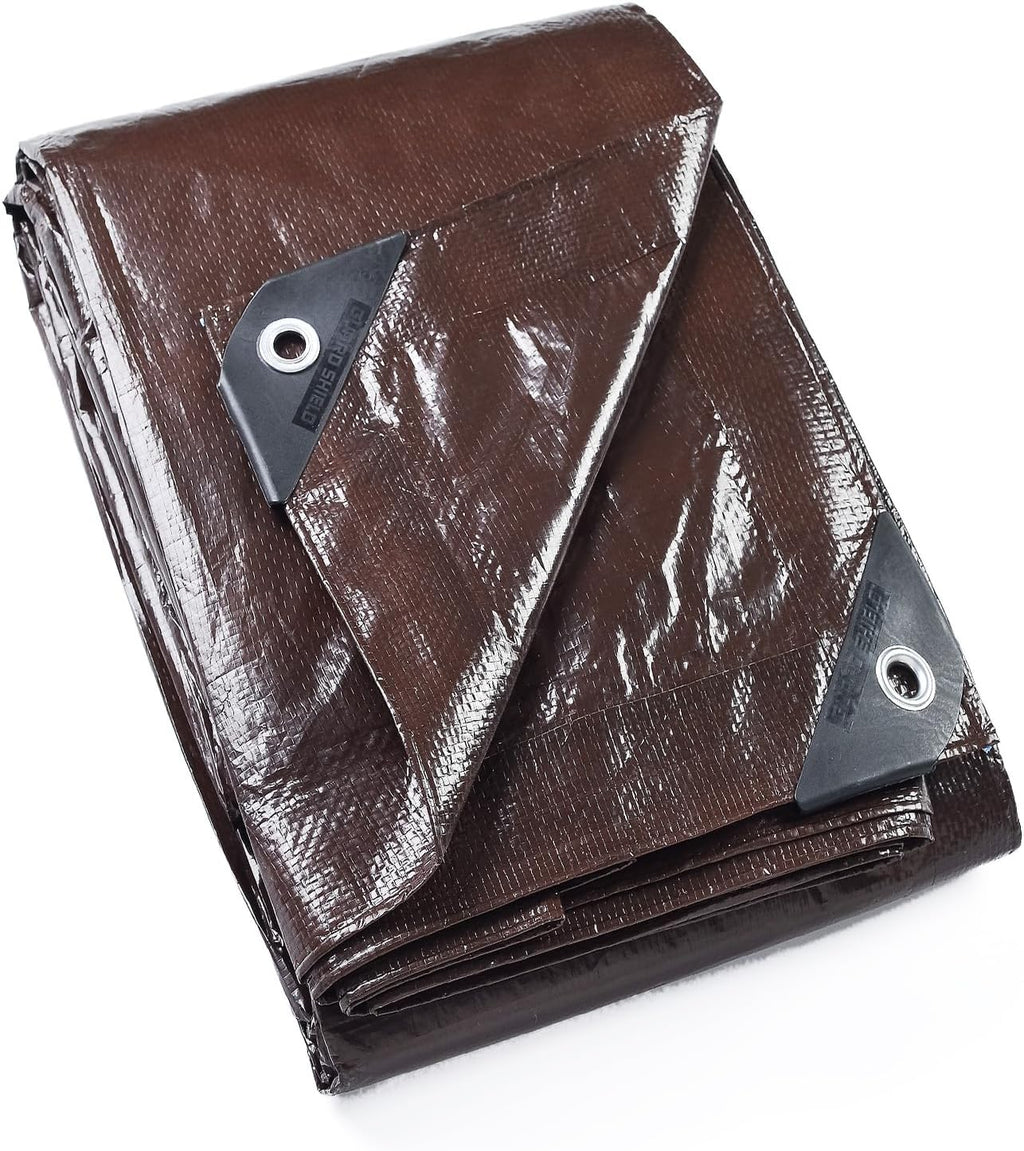 GUARD SHIELD Brown Tarp 16x20 Feet Waterproof Tarps Lightweight Camping Tarp Outdoor Multi Purpose Poly Cover 6mil