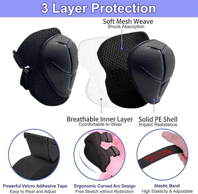 Kids Bike Helmet with DIY Stickers and Knee Pads Elbow Pads Wrist Guard Set for Ages 3-8-14 Toddler Boys Girls Helmet for Roller Skates Cycling Skateboarding Bicycle Scooter-BubblyBeeBaby