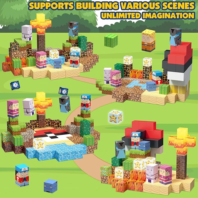 200PCS Magnetic Blocks Building Toys Set, Light Up Build 3D Magnetic Building Blocks for Kids Boys Girls Ages 3+, Magnet Cubes STEM Sensory Christmas Birthday Gift Construction Toys-BubblyBeeBaby