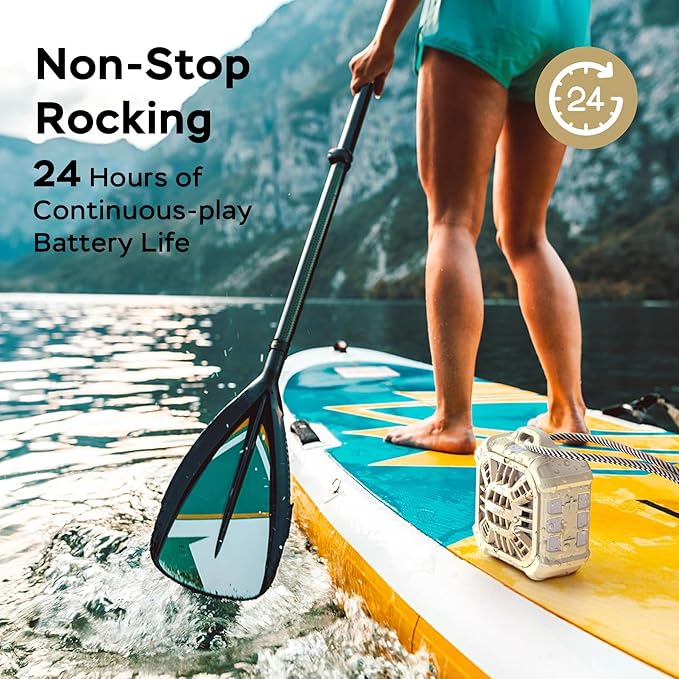 INSMY Shower Bluetooth Speaker, IP67 Waterproof Portable Small Multi Sync 100+ Speakers, Big Volume Booming Bass, 24H Playtime/Floatable/RGB Lights for Outdoor/Kayak/Beach/Golf (Khaki)-BubblyBeeBaby