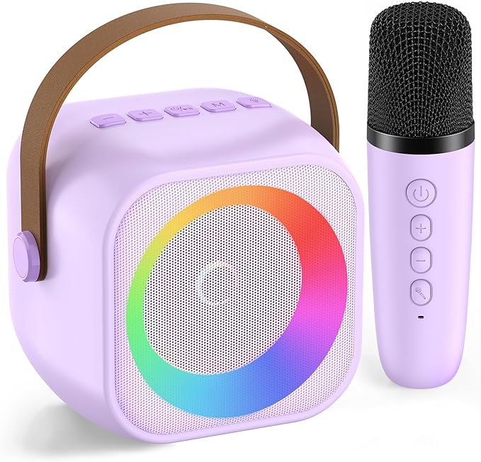 Karaoke Machine for Kids Toys for 4-12+ Year Old, Mini Portable Bluetooth Speaker with 2 Wireless Microphones, Birthday Party for Girls Boys-BubblyBeeBaby