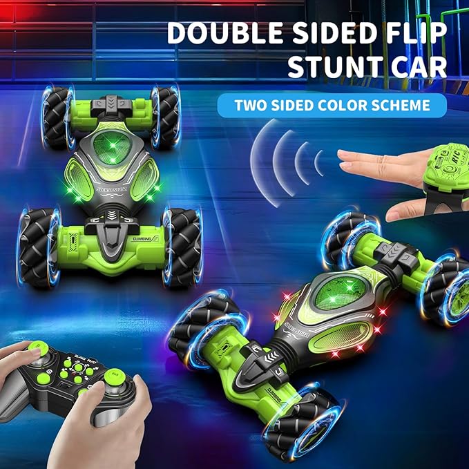 1:12 Hand Gesture Sensing Rc Stunt Car Large Drifting Rc Car with Watch Hand Controlled Twist Cars Offroad 360° Rotation with Lights Music, Birthday Xmas Gifts for Boys Adults Kids-BubblyBeeBaby