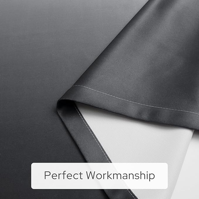 HOMEIDEAS Gray Grey Ombre Blackout Curtains, 52 X 96 Inch Length Gradient Color Room Darkening Curtains with Grommet Thermal Insulated Window Drapes for Living Room, Bedroom, 2 Panels-BubblyBeeBaby