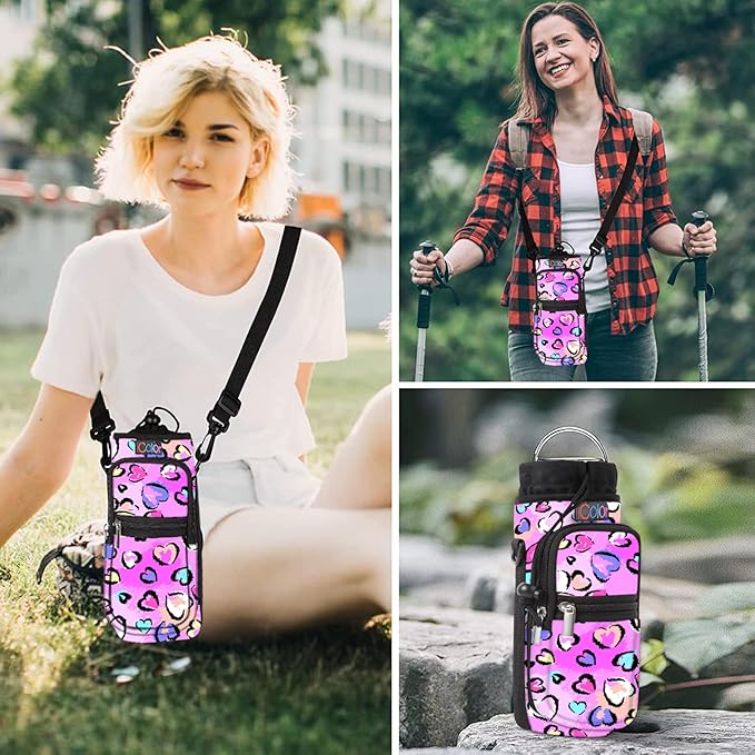 icolor Water Bottle Carrier Bag with Strap 25/32/40 oz Crossbody Bottle Holder with Phone Pocket Sling Sleeve Insulated Neoprene Water Bottle Pouch for Walking Travelling-BubblyBeeBaby