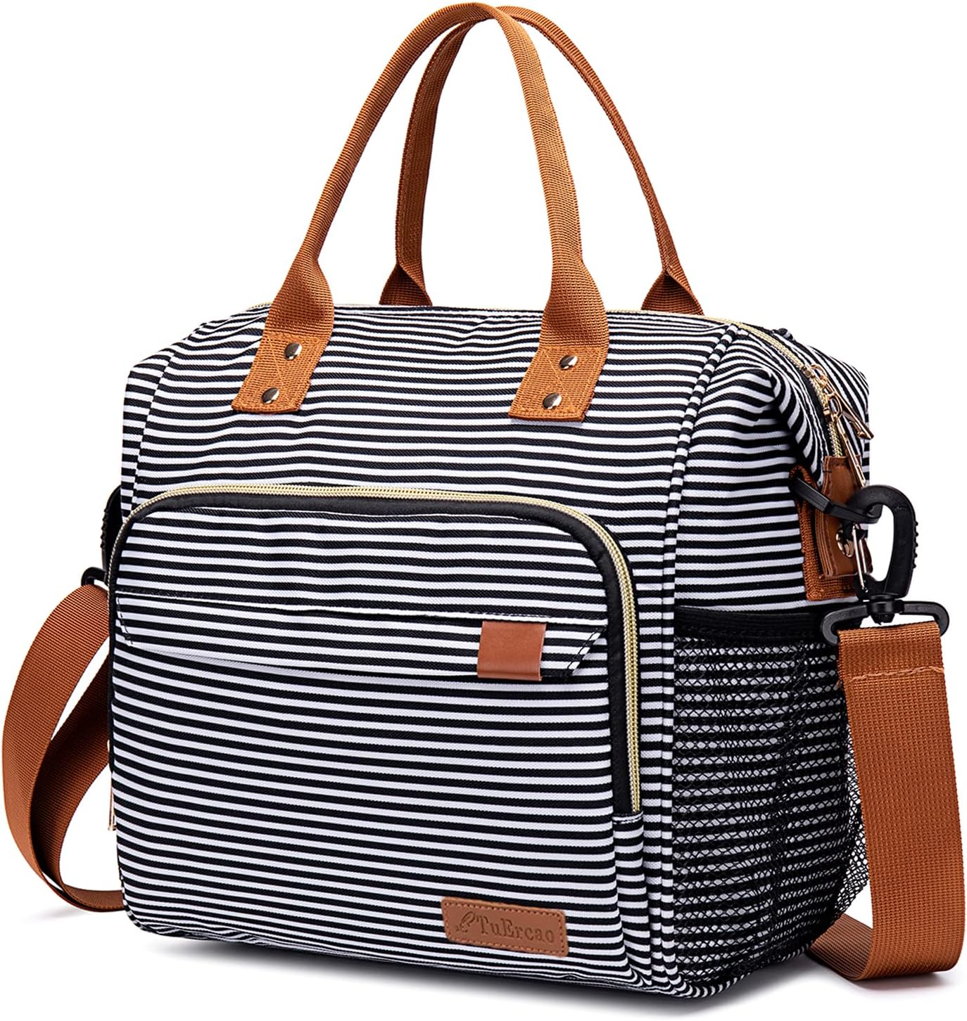 TuErCao Lunch Bag Women Insulated Lunch Box for Work Leakproof Soft Cooler for Picnic Travel Road Trips, Loncheras para Mujer Adult, Stripes