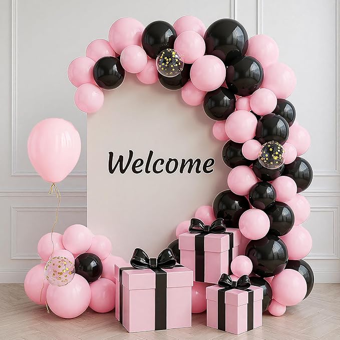 JOYIN 150 Pcs Pastel Pink Balloons, Different Sizes 18 12 10 5 Inch Pastel Pink Latex Balloon Arch Kit with Instruction for Birthday Decoration Party Graduation Wedding Holiday-BubblyBeeBaby
