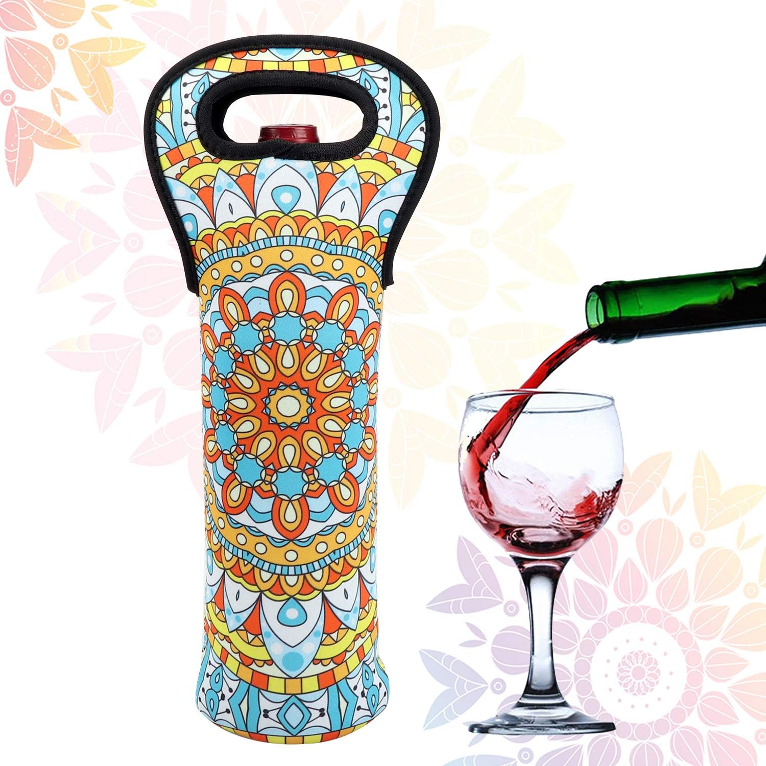 Neoprene Wine Tote Insulated Bag Single Bottle Wine Carrier Built Wine Bottle Holder for Travel