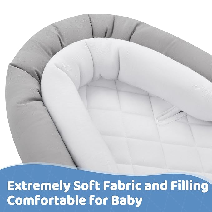 Pro Goleem Infant Car Seat Insert, Babybody Support for Toddler, Soft Minky Preemie Car Seat Insert, 2-in-1 Reversible, Perfect for Carseats, Strollers, Swings, White and Grey-BubblyBeeBaby