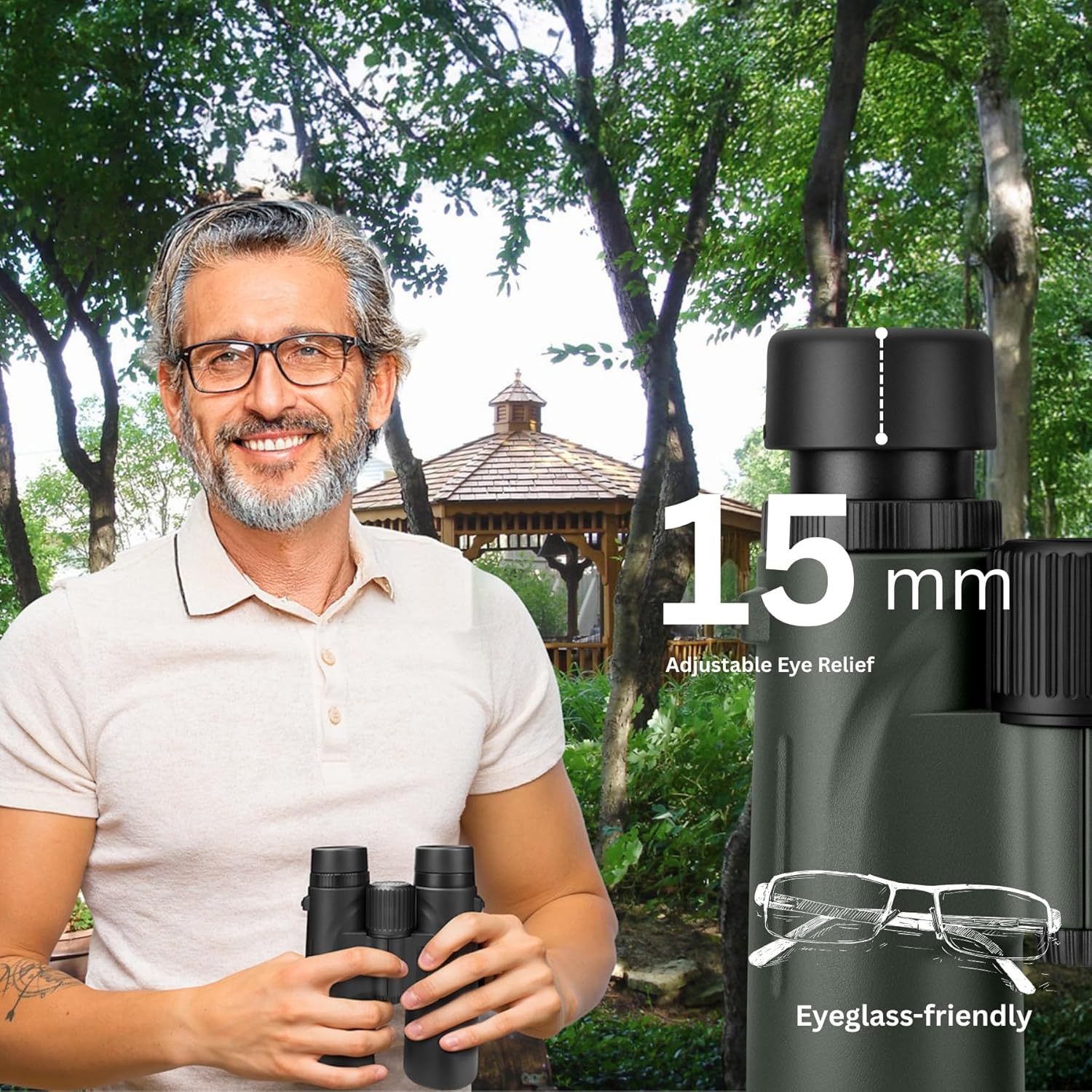 Hontry 8x42 Binoculars with IPX6 Waterproof Protection for Bird Watching, Hunting, Cruise Ship, Travel and Safari