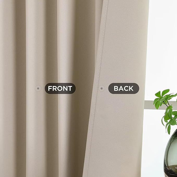 Joydeco Blackout Curtains 96 Inches Long, Thermal Insulated Black Out Curtains 2 Panels Set for Bedroom, Room Darkening Drapes for Living Room Window (W52 x L96 Inch, Light Beige)-BubblyBeeBaby