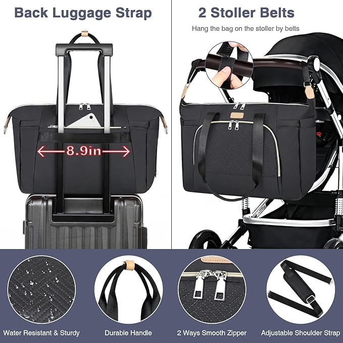 ITIEZY Diaper Bag Tote for Baby - Large Mommy Bag with Portable Changing Pad Pacifier Case, Hospital Bags Travel Baby Bag-BubblyBeeBaby