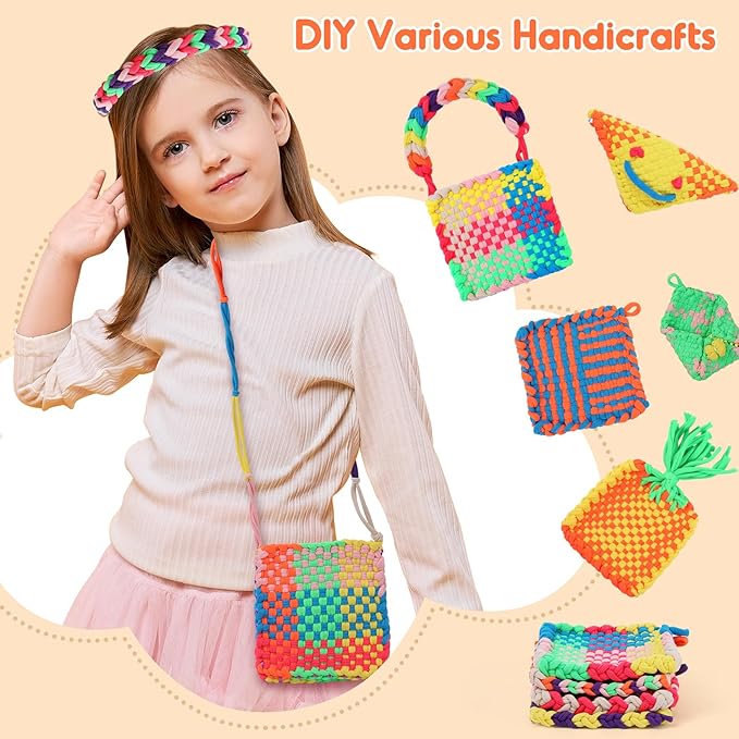 IQKidz 224 PCS Loom Loops Refill for Potholder Weaving Loom Kit Toys, Elastic DIY Arts and Crafts Loops Supplies for Kids Beginners, Perfect Birthday Gifts for 5 6 7 8-12 13 Year Old Girls-BubblyBeeBaby