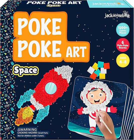 jackinthebox Poke Poke Art for Kids – Space Theme, Mess-Free Fabric Art and Craft, Flower Pressing Kits, Gift for Kids, Toys for Girls and Boys Ages 4 5 6 7 8-BubblyBeeBaby