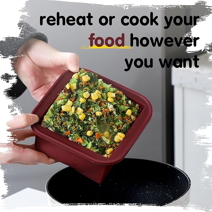 2-Cup Silicone Freezer Trays with Lids – Perfect for Meal Prep, Portion Control, and Easy Freezing-Meal Prep Container Molds for Soup,Leftovers (Cranberry, 4 Pack)-BubblyBeeBaby