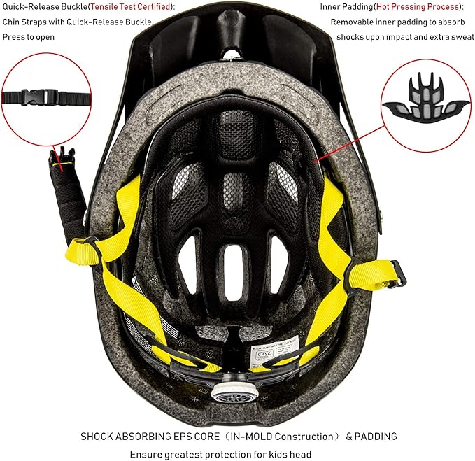 Kids Bike Helmet, SIFVO Kids Helmet 8+ Boys and Girls Bike Helmet with Cool Visor, Bike Helmets for Kids, Youth Bike Helmet Kids Mountain Bike Helmet Lightweight and Sturdy【55-58cm】-BubblyBeeBaby