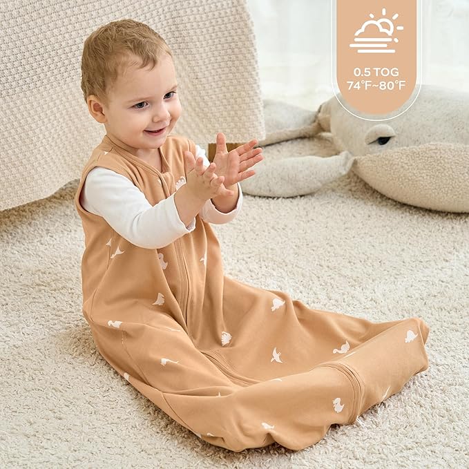 JELLYMONI Baby Sleep Sack 18-24 Months, 100% Cotton 3 Pack 0.5 TOG Baby Wearable Blanket Infant Sleep Sack with 2-Way Zipper Newborn Sleep Sacks-BubblyBeeBaby