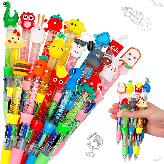 20Pcs Multicolor Pens in One 4-in-1 Cute Pens Bulk for Kids, Ballpoint Pen for Birthdays and Children's Parties, Fun Gifts Assorted Ink Kawaii Pen-BubblyBeeBaby