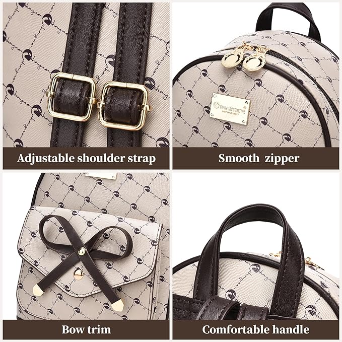 I IHAYNER Girls Bowknot Cute Leather Backpack Mini Backpack Purse for Women-BubblyBeeBaby