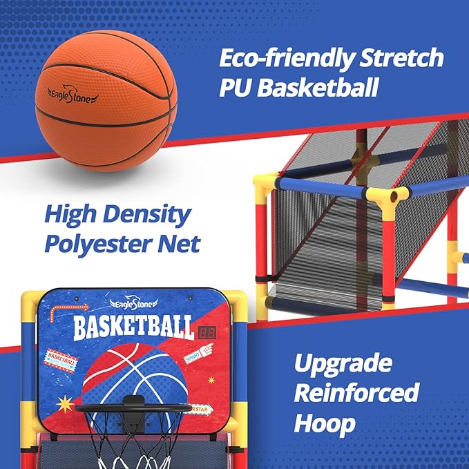 Kids Arcade Basketball Game with Electronic Scoreboard and Cheer Sounds, Indoor Outdoor Basketball Hoop with 4 Balls, Game Toy Gift for Ages 3-12 Boys and Girls-BubblyBeeBaby