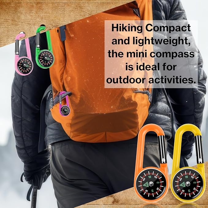 12 Pcs Mini Compass Keychain for Kids Bulk, Small Pocket Magnetic Compass Survival Hiking for Outdoor Survival Camping Party Backpacking Accessory-BubblyBeeBaby