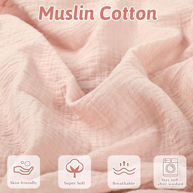 Hooyax Muslin Baby Lounger Cover 1 Pack, 100% Cotton Soft & Breathable Infant Lounger Covers Only for Newborn (Light Pink)-BubblyBeeBaby