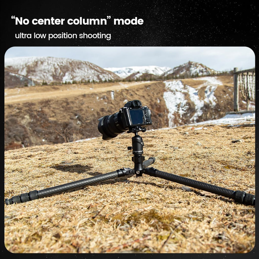 Fotopro Carbon Fiber Tripod 64 Inch 360 Degree Ball Head Quick Release Plate Camera Tripod Compatible with Canon Nikon Sony DSLR Camcorder, Black