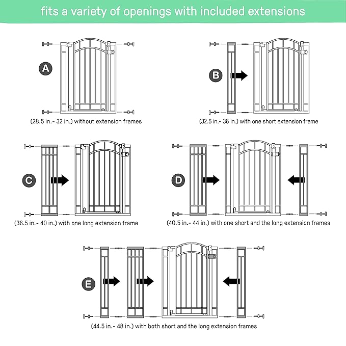 Ingenuity Decorative Extra Tall Baby Gate & Dog Gate, 28.5"-48" Wide, 36" Tall, Hardware or Pressure Mounted, Install on Top or Bottom of Stairs, Banister, or Doorway - Bronze-BubblyBeeBaby