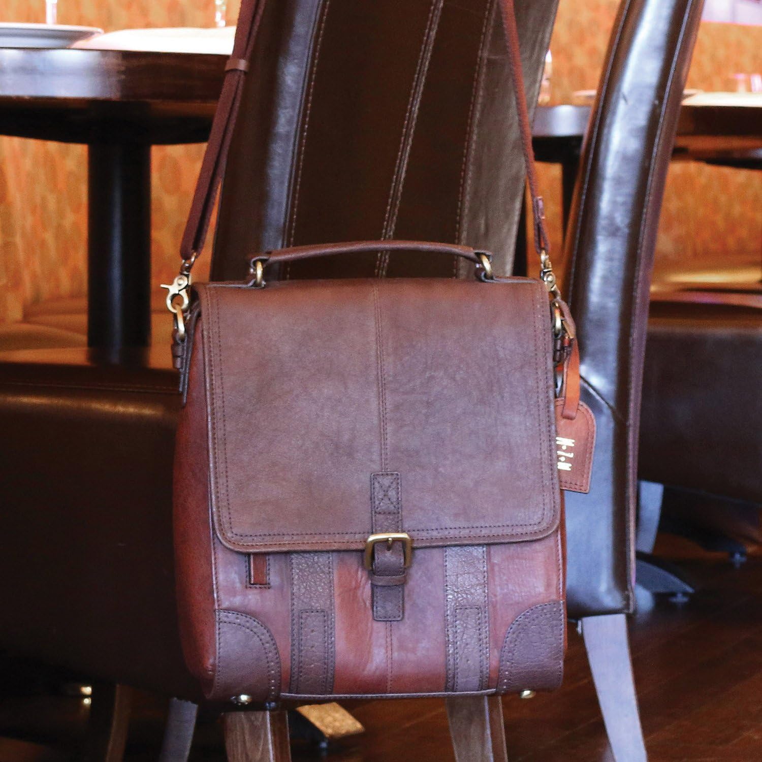 Wine Enthusiast 3-Bottle Leather Wine Tote Bag | Handcrafted Leather Wine Carrier with Dividers | Secure Buckle & Zipper Closure | Portable Wine Cooler Bag for Picnics, Travel & Parties | Wine Gifts