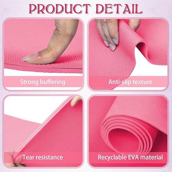 10 Pack Yoga Mats Bulk, 68'' x 24'' x 4mm Thick Yoga Mats for Kids and Adult Gym Mats Bundle Latex Free Exercise Mats with Non Slip Texture for Outdoor Yoga, Pilates or Workout-BubblyBeeBaby